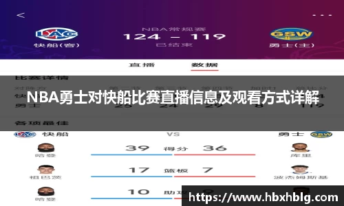 NBA勇士对快船比赛直播信息及观看方式详解