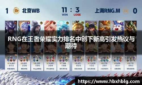 RNG在王者荣耀实力排名中创下新高引发热议与期待