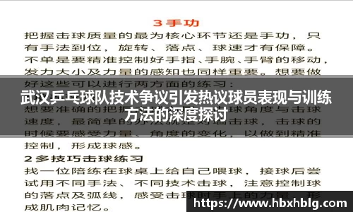 武汉乒乓球队技术争议引发热议球员表现与训练方法的深度探讨